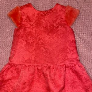 Janie and Jack Coral Faux Fur Trim Jacquard Dress